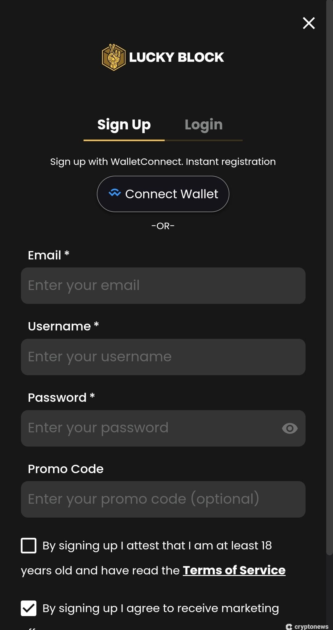 lucky block signup