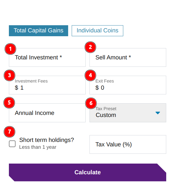 crypto tax calculator inputs