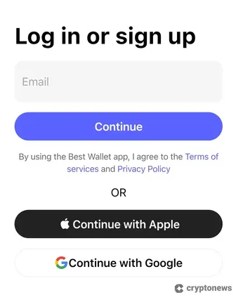 Creating an account on Best Wallet