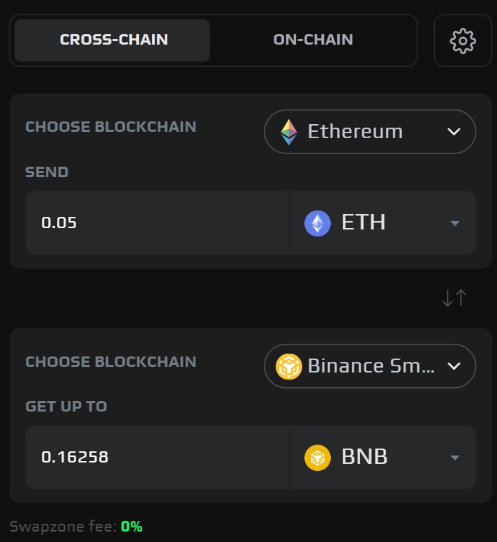 SwapZone cross-chain